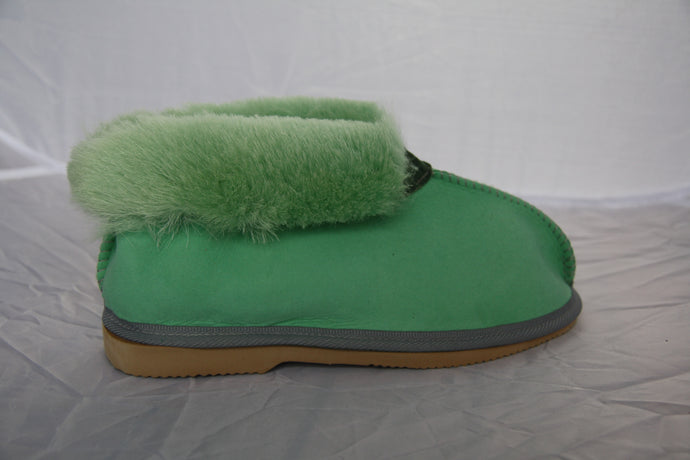 Sophie Slippers. Pure sheepskin. Colours: Orange & Forest Green - ON SALE